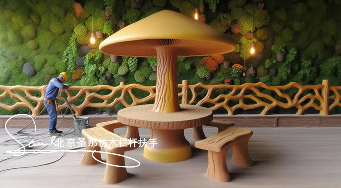 jimeng-2025-06-25-5533-正在施工制作的旅游區樓梯室外安全圍欄設計制作過程，美工正在施工制作，先用鋼筋焊接....jpeg
