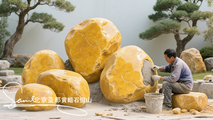 黃蠟石假山